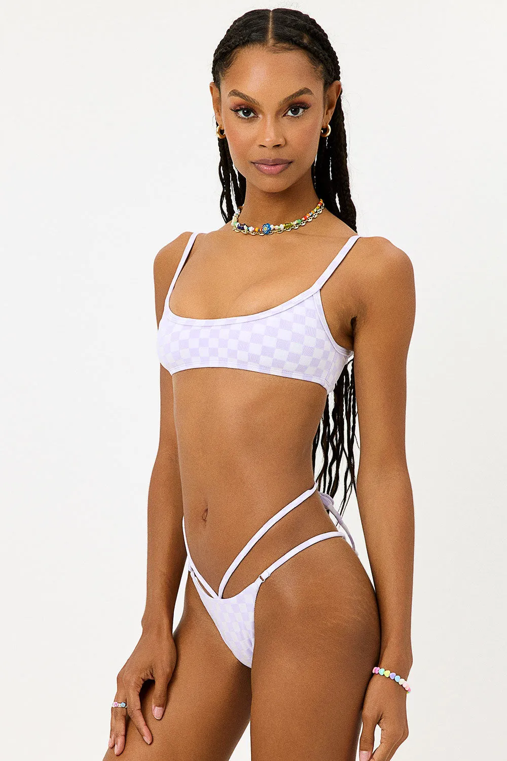 Layla Checkered String Bikini Bottom - Purple Check sold by Frankie's Bikinis product image thumbnail 2