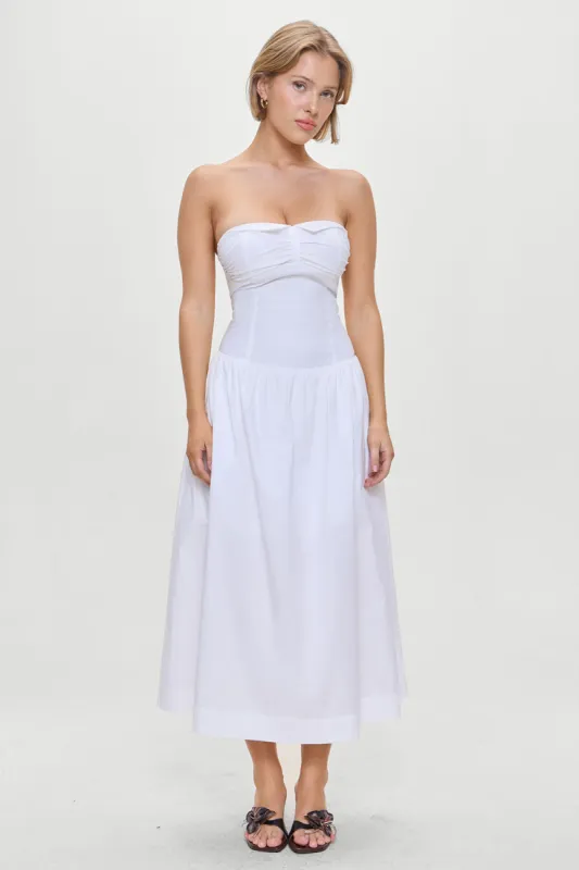 Horizon Strapless Collared Midi Dress - White sold by Frankie's Bikinis