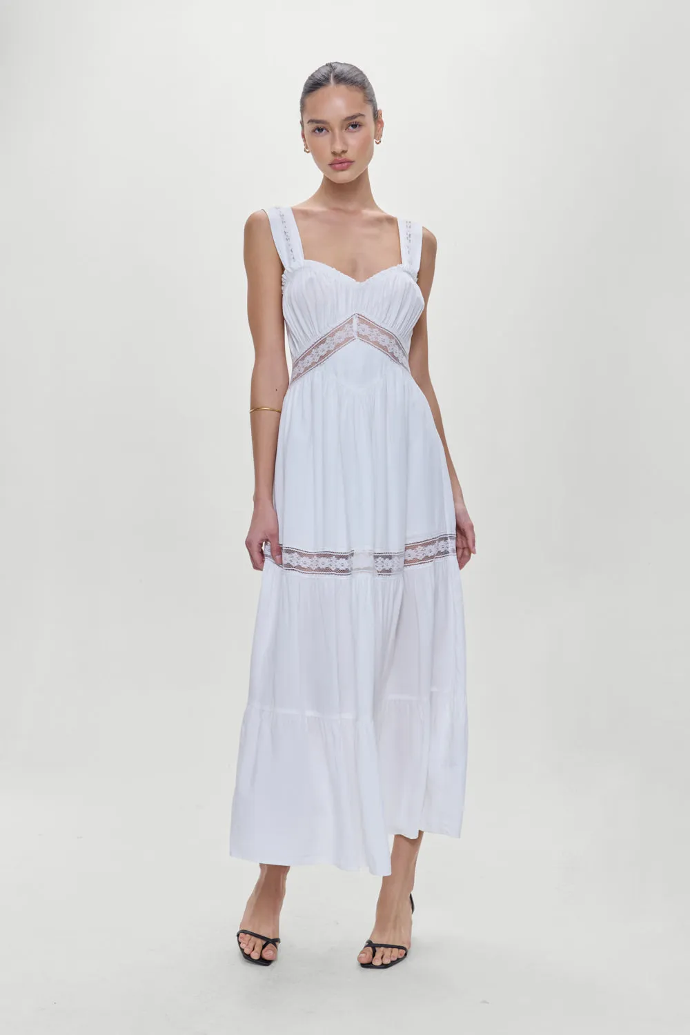 Eden Ruffle Maxi Dress - White sold by Frankie's Bikinis