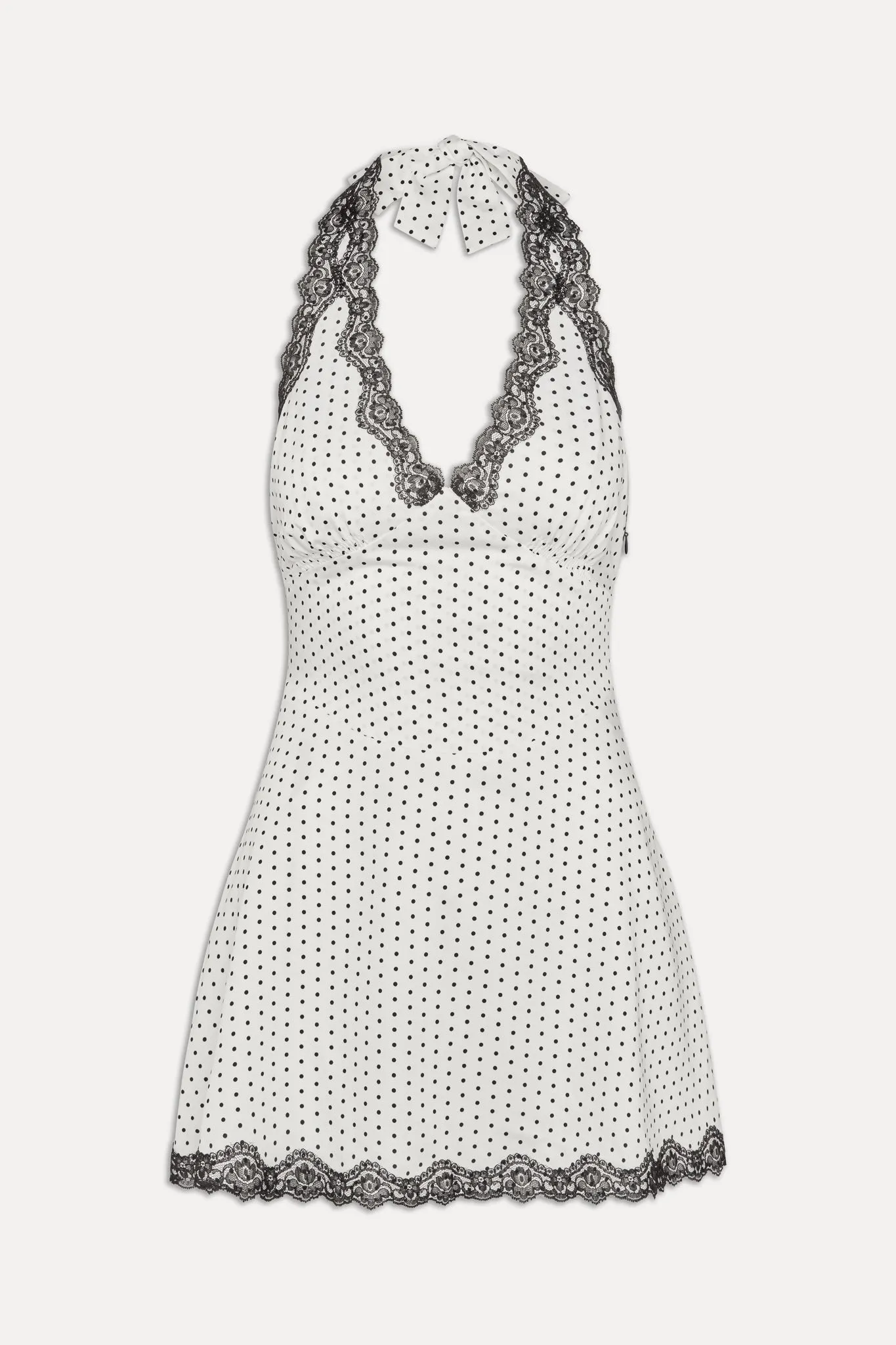 Audrey Satin Mini Dress - White Polka Dot sold by Frankie's Bikinis product image thumbnail 4