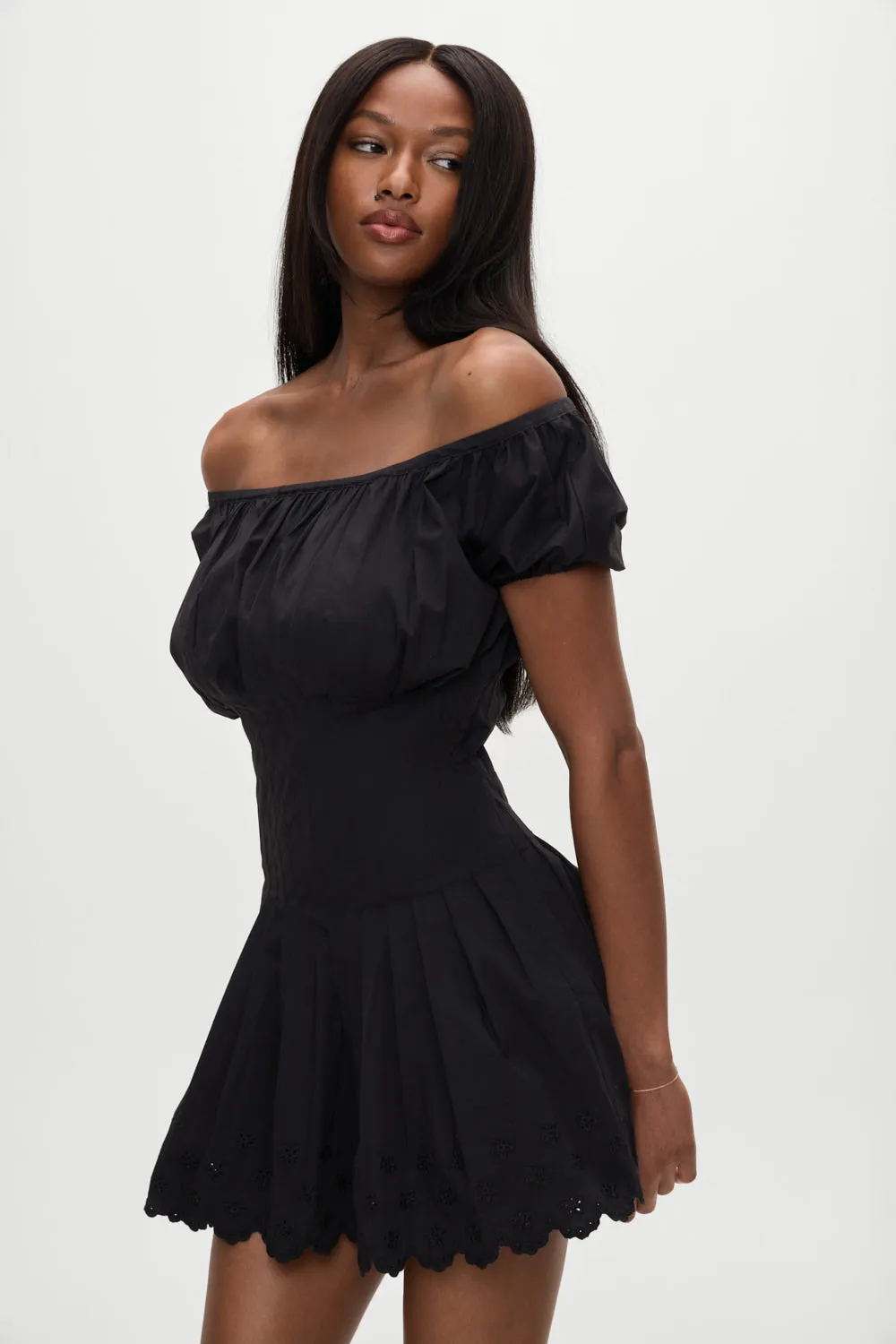 Sadie Embroidered Mini Dress - Black sold by Frankie's Bikinis