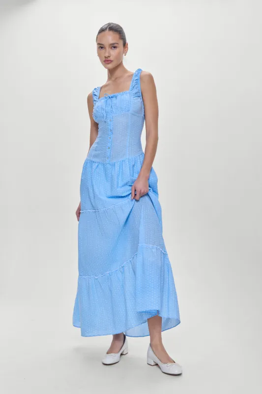 Christabelle Polka Dot Maxi Dress - Raindrop sold by Frankie's Bikinis