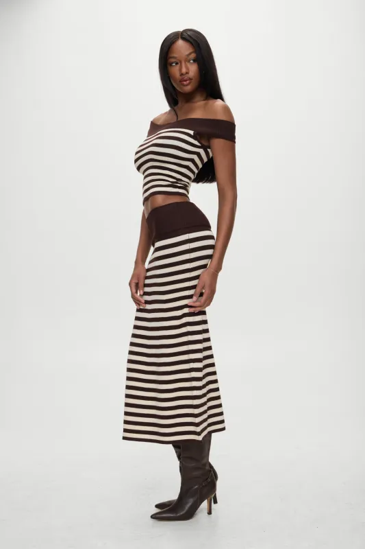 x BELLA HADID Tucker Knit Midi Skirt - Cowboy Stripe sold by Frankie's Bikinis