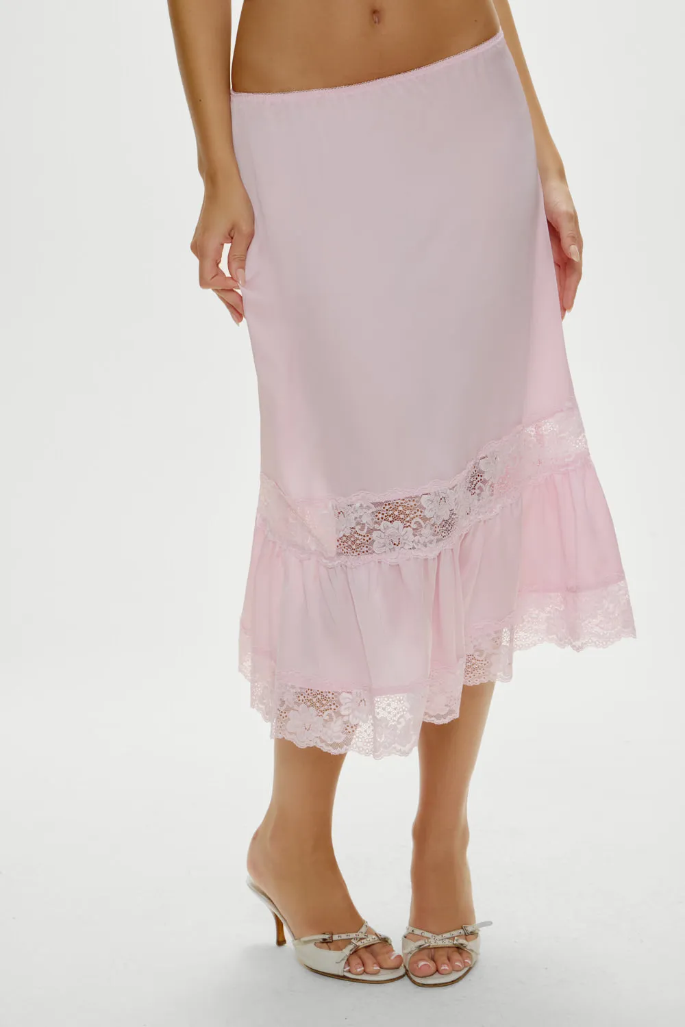Hideaway Satin Slip Midi Skirt - Strawberries & Cream sold by Frankie's Bikinis