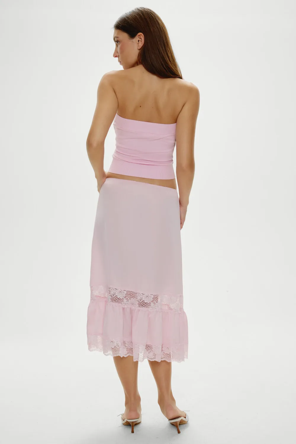Hideaway Satin Slip Midi Skirt - Strawberries & Cream sold by Frankie's Bikinis product image thumbnail 4