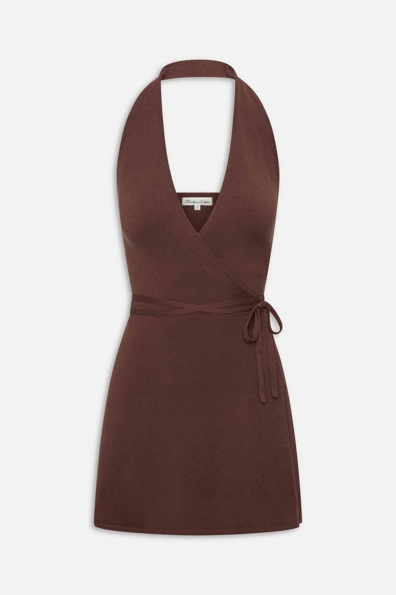 Evening Halter Wrap Mini Dress - Brown Sugar sold by Frankie's Bikinis product image thumbnail 3