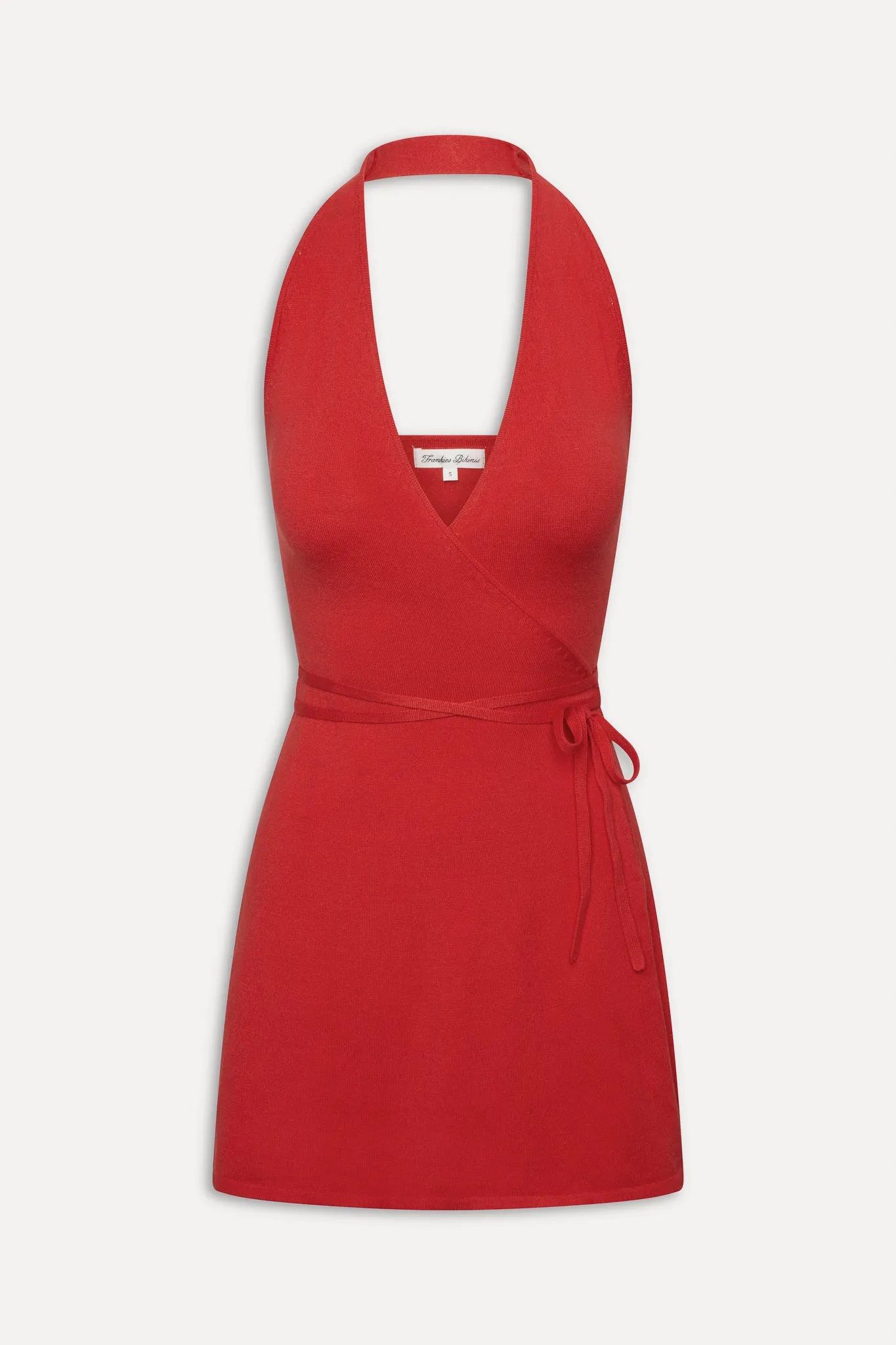 Evening Halter Wrap Mini Dress - Cherry sold by Frankie's Bikinis product image thumbnail 3