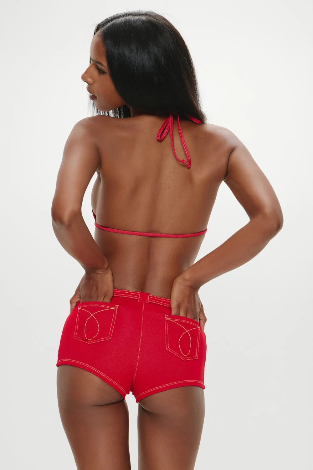 Wrangler Denim Booty Shorts - Red Denim sold by Frankie's Bikinis product image thumbnail 2