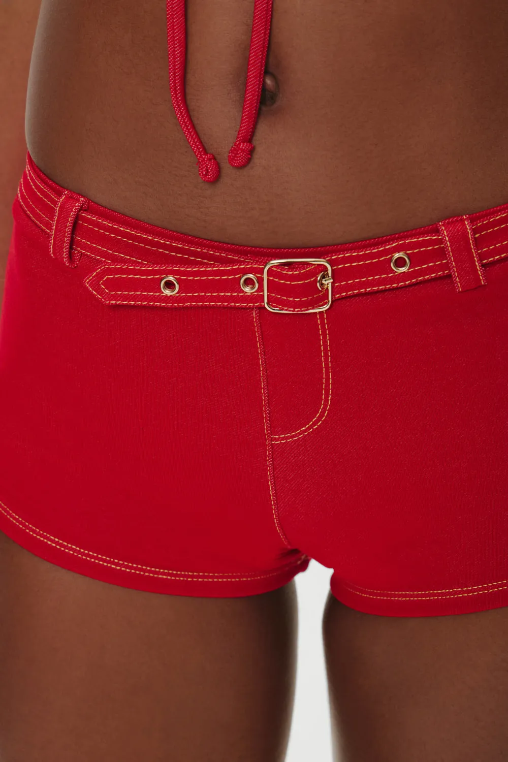 Wrangler Denim Booty Shorts - Red Denim sold by Frankie's Bikinis product image thumbnail 4