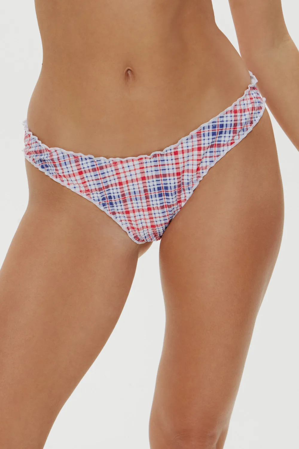 Charlotte Cheeky Bikini Bottom - Americana Plaid sold by Frankie's Bikinis product image thumbnail 2