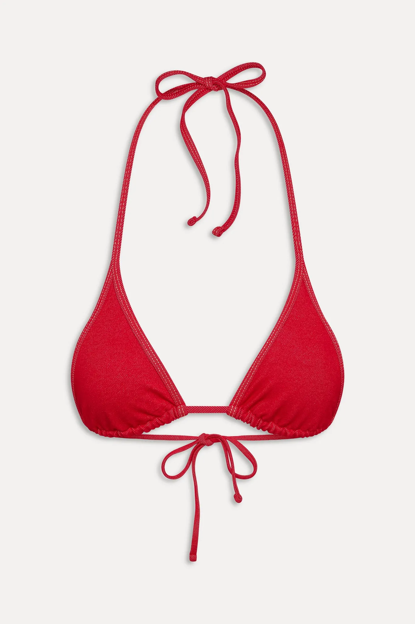 Paradise Denim Halter Bikini Top - Red Denim sold by Frankie's Bikinis product image thumbnail 3