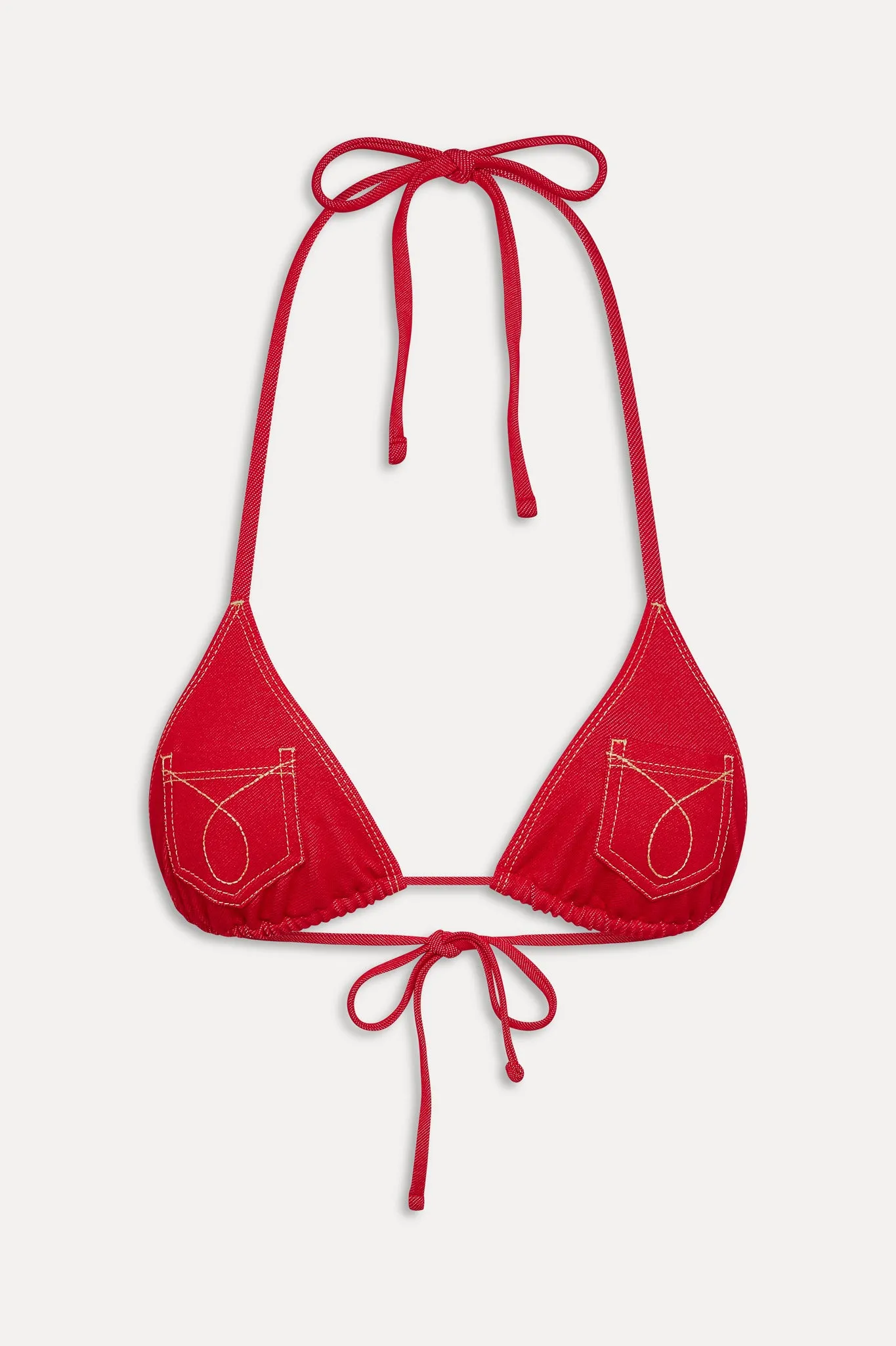 Nick Denim Triangle Bikini Top - Red Denim sold by Frankie's Bikinis product image thumbnail 3
