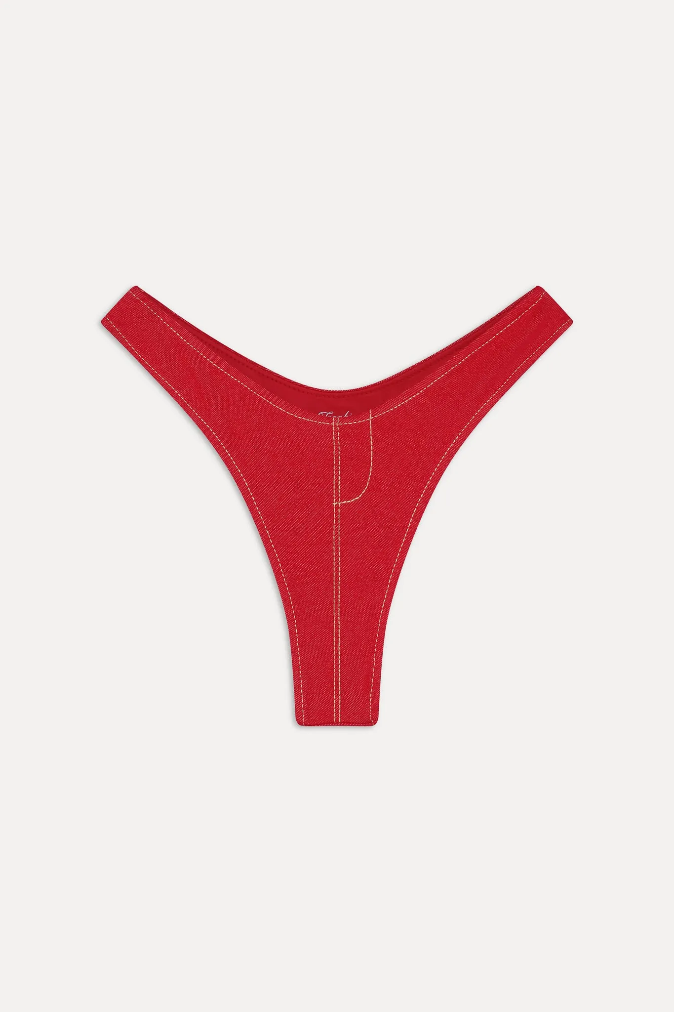 Full Moon Micro Bikini Bottom - Red Denim sold by Frankie's Bikinis product image thumbnail 3
