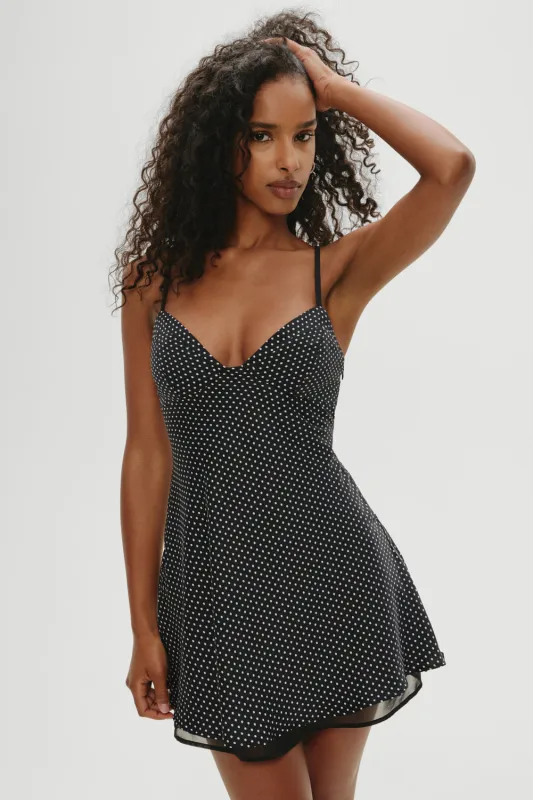 x Khy Kenley Satin Mini Dress - Moonlit Dot sold by Frankie's Bikinis
