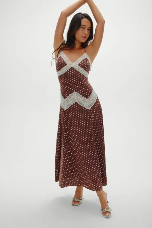 Ethereal Lace Maxi Dress - Chocolate Dot sold by Frankie's Bikinis
