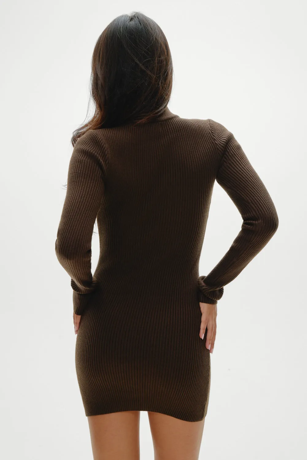 Date Night Knit Mini Dress - Chocolate Brown sold by Frankie's Bikinis product image thumbnail 4