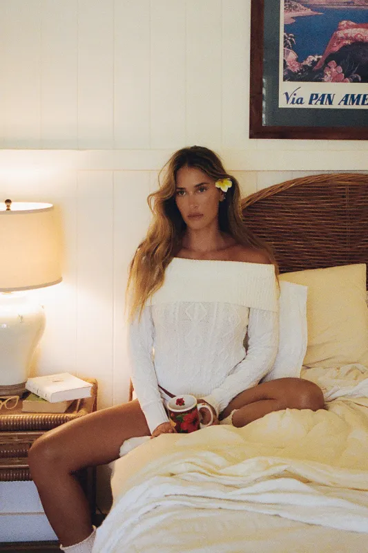 Saint Off The Shoulder Knit Sweater - Cloud White sold by Frankie's Bikinis
