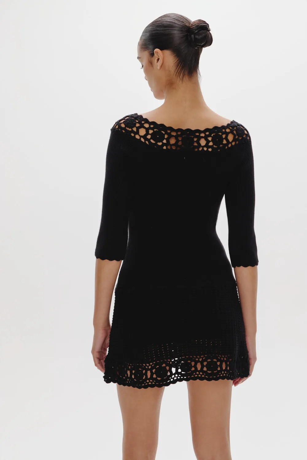 Kaia Crochet Knit Mini Dress - Black sold by Frankie's Bikinis product image thumbnail 5