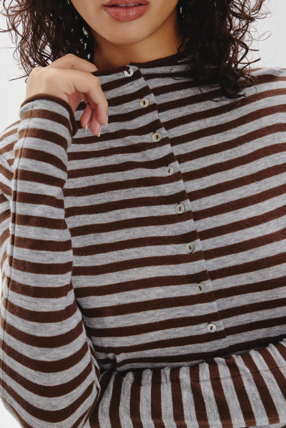 Leo Knit Button Up Cardigan - Pebble sold by Frankie's Bikinis product image thumbnail 4