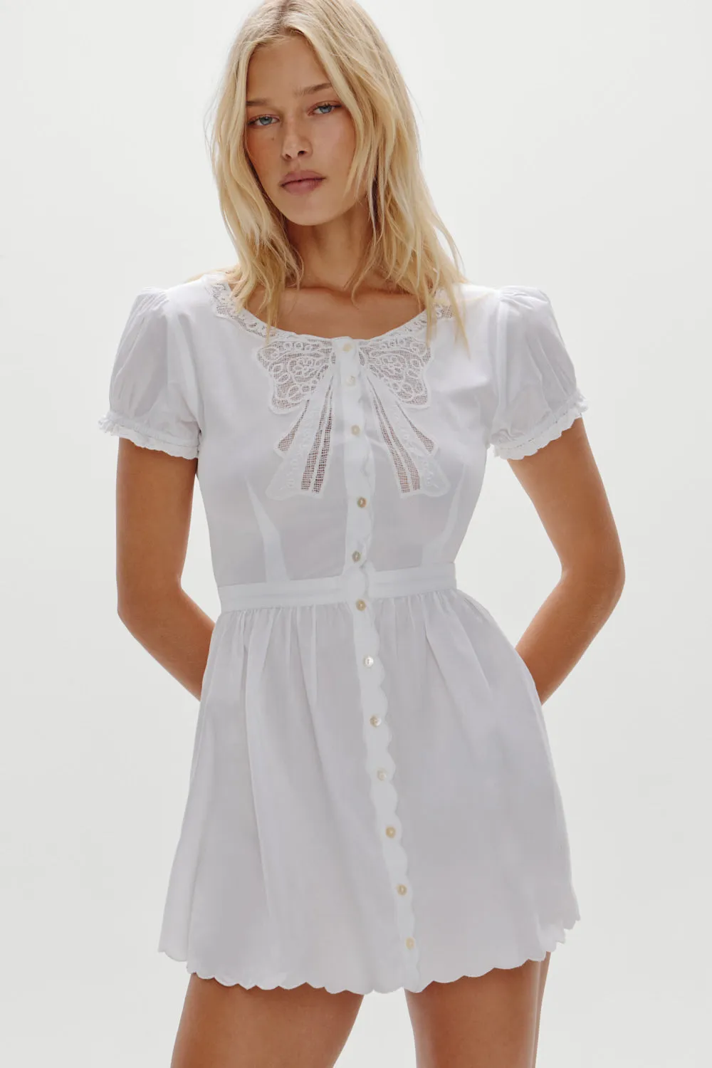 Ivy Cotton Mini Dress - White sold by Frankie's Bikinis