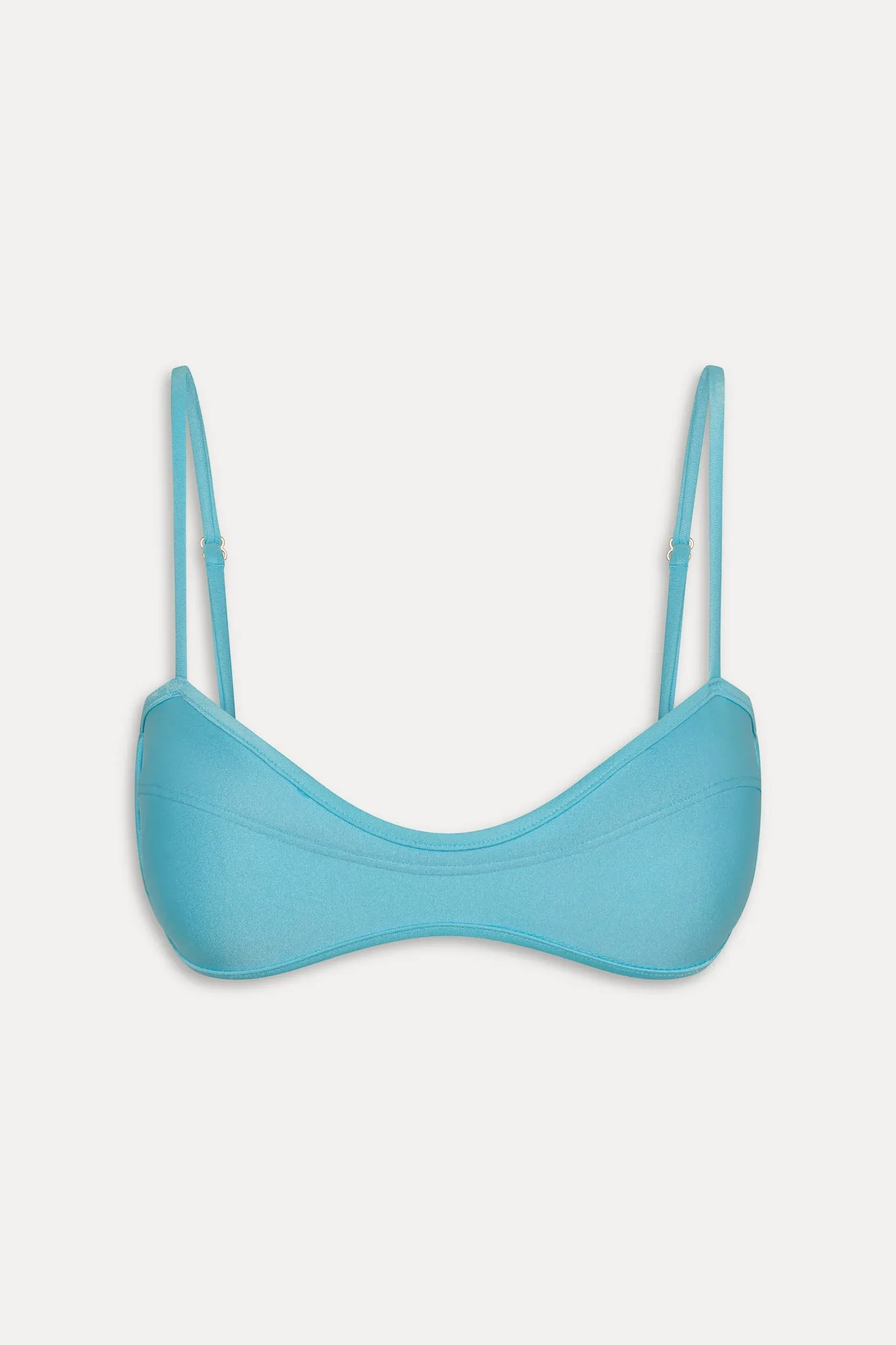 Lane Satin Bandeau Bikini Top - Cyan Shine sold by Frankie's Bikinis product image thumbnail 3