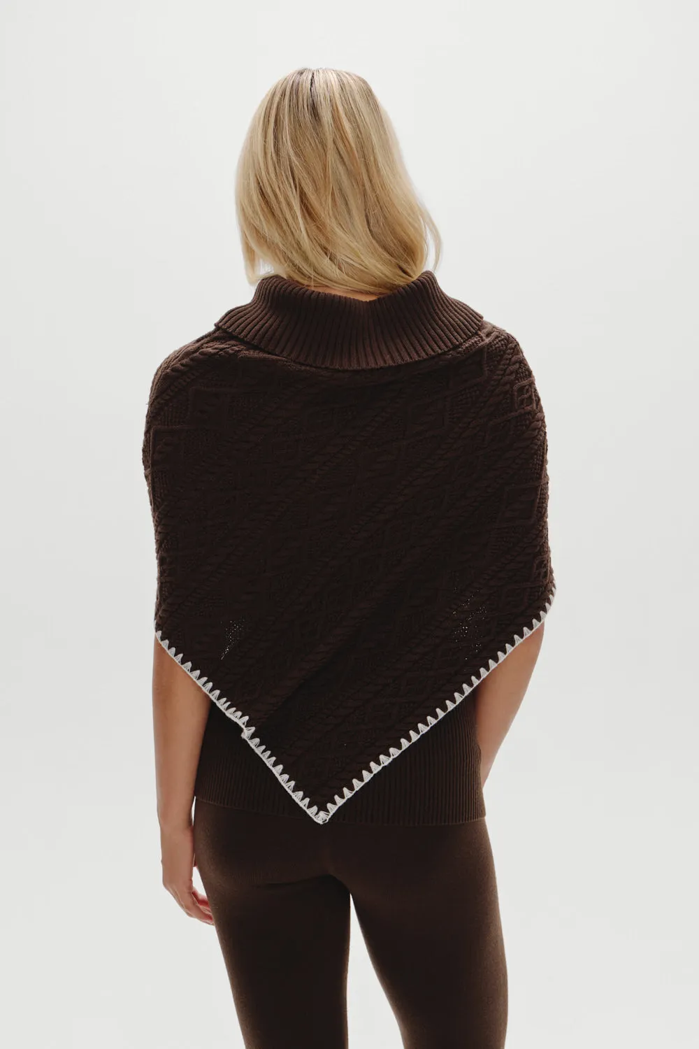 Windswept Cotton Knit Poncho - Chocolate Brown sold by Frankie's Bikinis product image thumbnail 5
