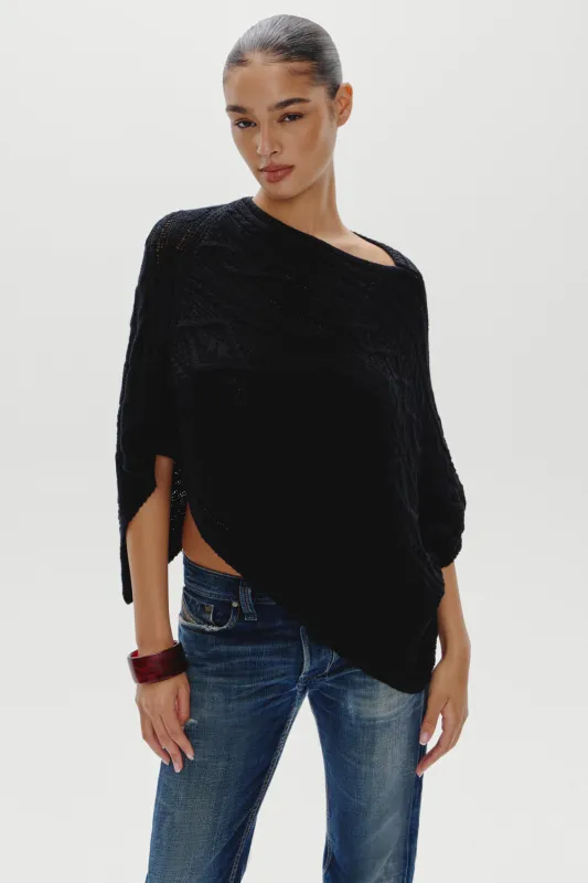 Aspen Cotton Knit Poncho - Black made by Frankie's Bikinis