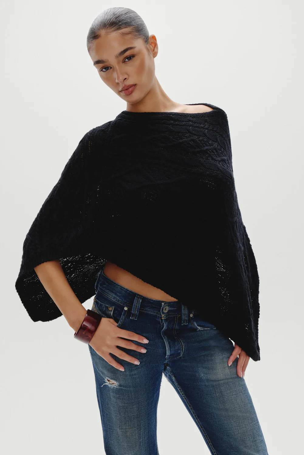 Aspen Cotton Knit Poncho - Black sold by Frankie's Bikinis product image thumbnail 5