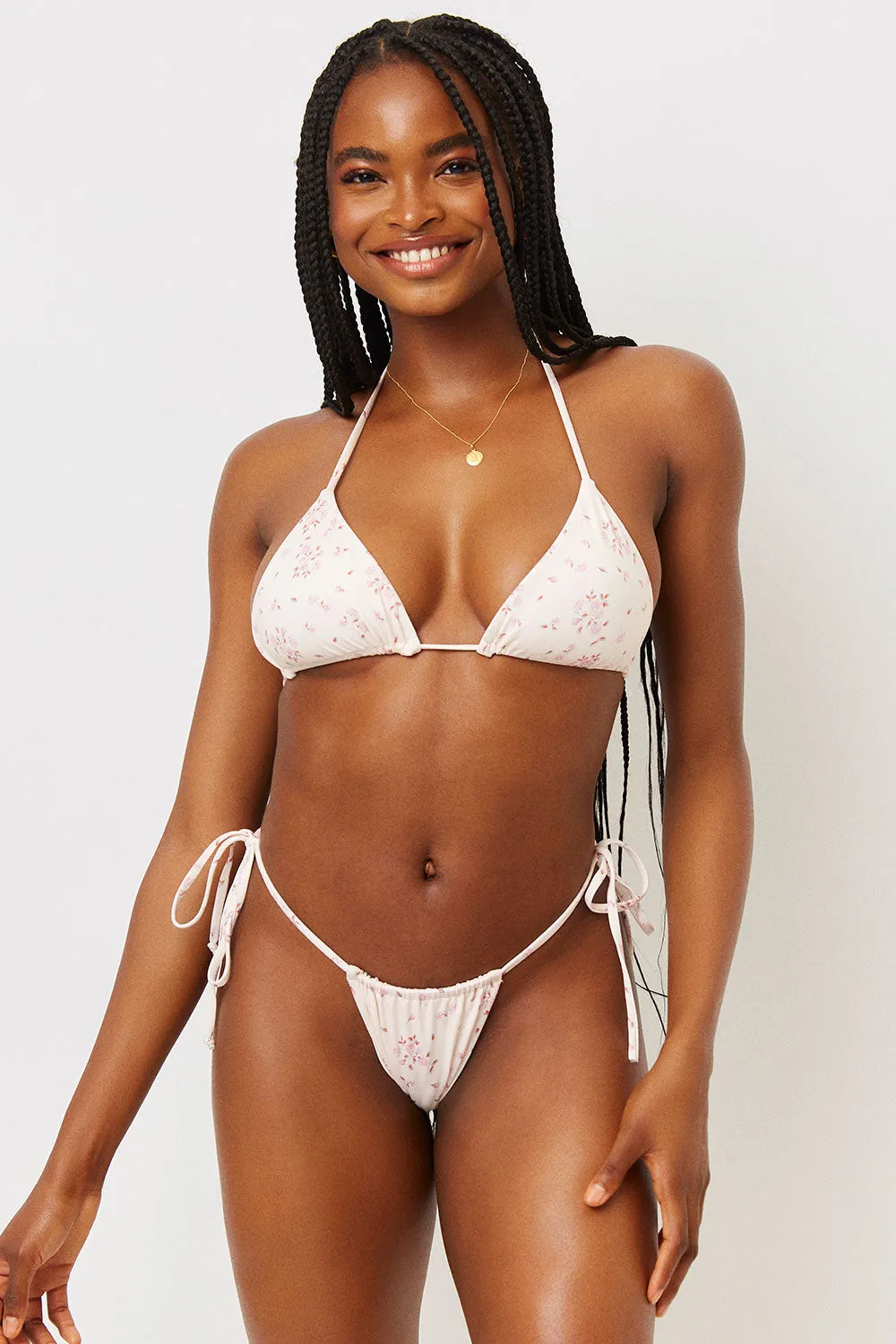 Tia Floral String Bikini Bottom - Sweet Rose sold by Frankie's Bikinis product image thumbnail 3