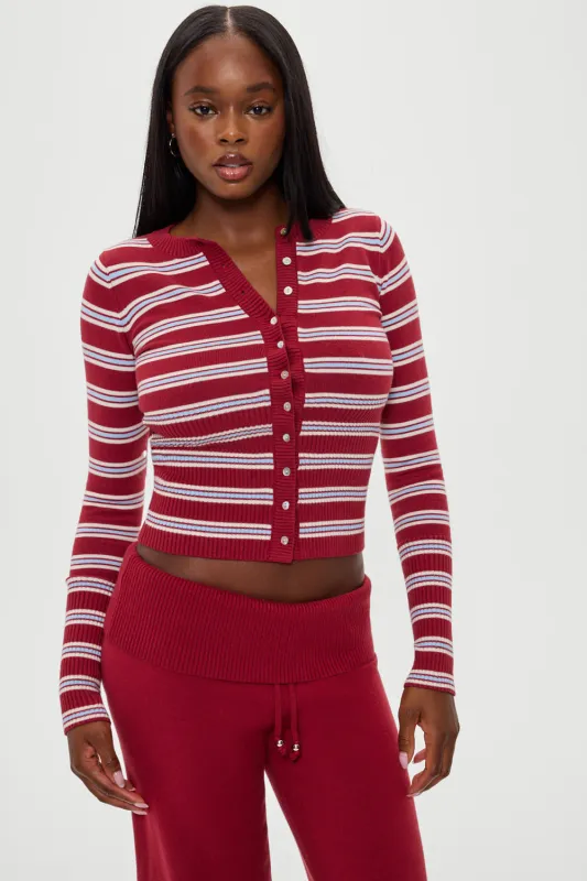 Lenon Button Up Knit Sweater - Collegiate Stripe made by Frankie's Bikinis