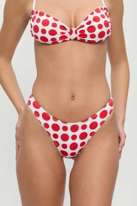 Dove Bikini Bottom - Red Dottie sold by Frankie's Bikinis