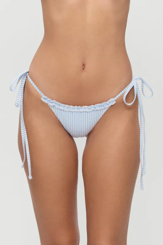 Mackenzie Ruffle String Bikini Bottom - Saltwater Stripe sold by Frankie's Bikinis