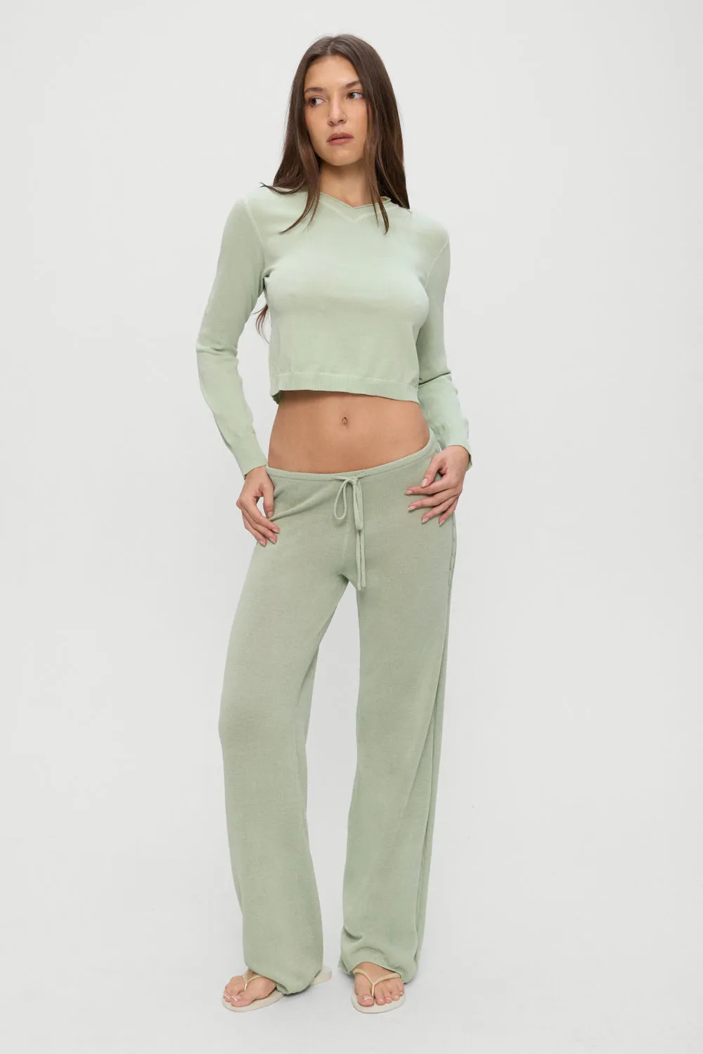 Ela Low Rise Knit Pants - Eucalyptus sold by Frankie's Bikinis product image thumbnail 2