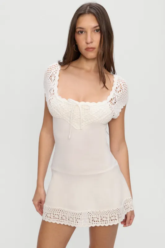 Lover Crochet Knit Mini Dress - White sold by Frankie's Bikinis