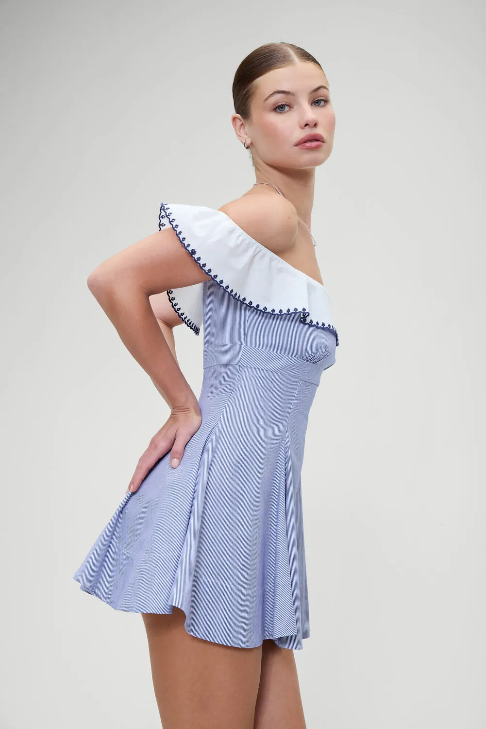 Lilah Striped Mini Dress - Midnight Stripe sold by Frankie's Bikinis product image thumbnail 4