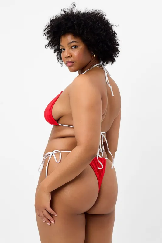 Tia Textured String Bikini Bottom - Flame - Extended sold by Frankie's Bikinis