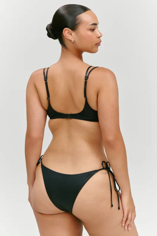x KHY Mackenzie Metallic String Bikini Bottom - Black Chrome made by Frankie's Bikinis