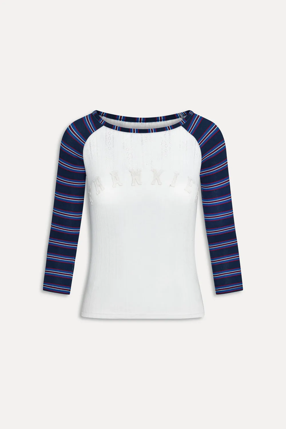Game Day Pointelle Baseball Tee - Schoolhouse Stripe sold by Frankie's Bikinis product image thumbnail 3