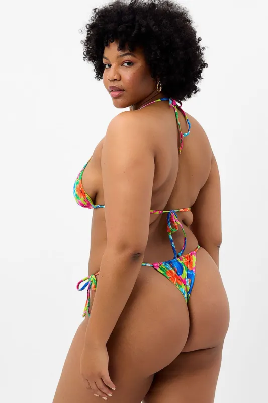 Tia Floral String Bikini Bottom - Neon Surfer - Extended sold by Frankie's Bikinis