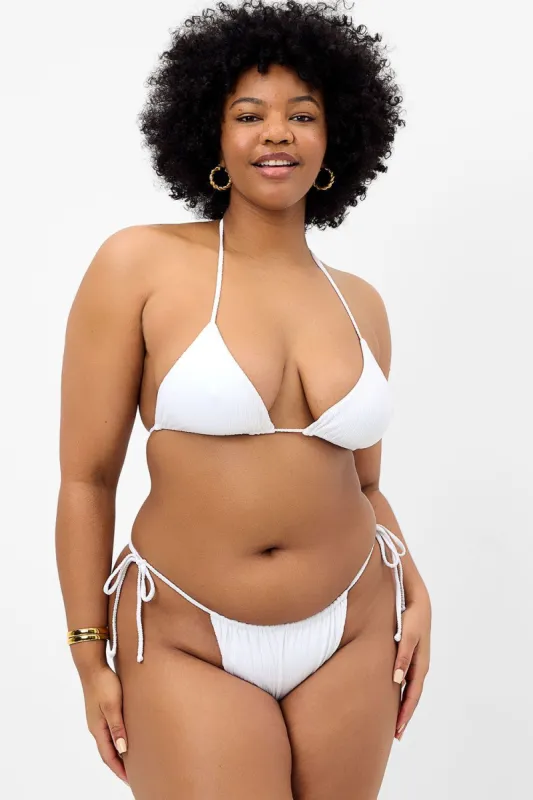 Tia Plissé Triangle Bikini Top - Optic White - Extended sold by Frankie's Bikinis