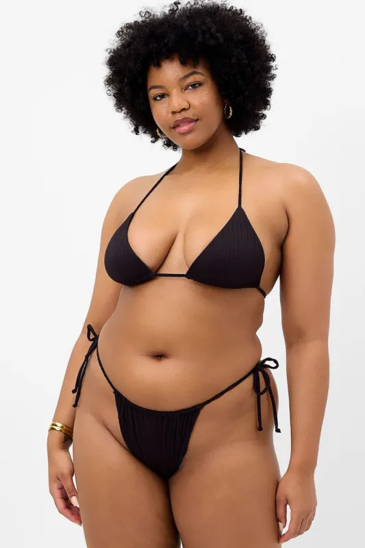 Tia Plissé Triangle Bikini Top - Black - Extended sold by Frankie's Bikinis
