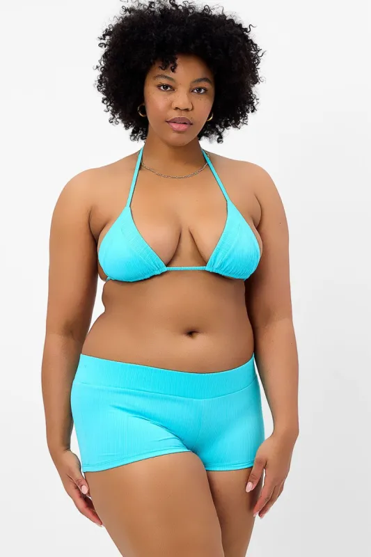 Sky Plissé String Bikini Top - Aquamarine - Extended sold by Frankie's Bikinis