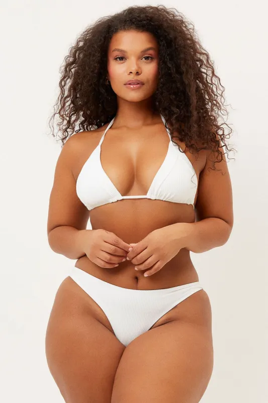 Sky Ribbed Triangle Bikini Top - White - Extended sold by Frankie's Bikinis
