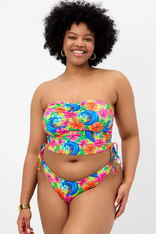 Paloma Floral Strapless Bikini Top - Neon Surfer - Extended sold by Frankie's Bikinis