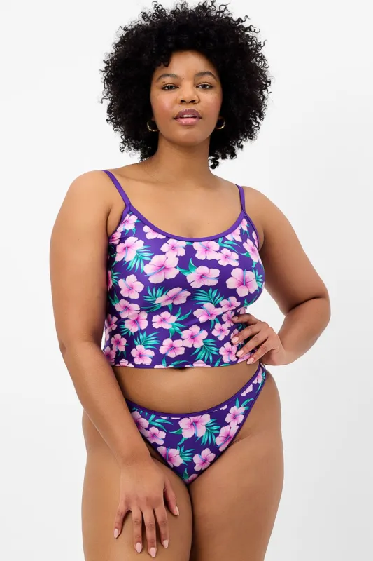 Meg Shine Tankini Bikini Top - Purple Hibiscus - Extended sold by Frankie's Bikinis