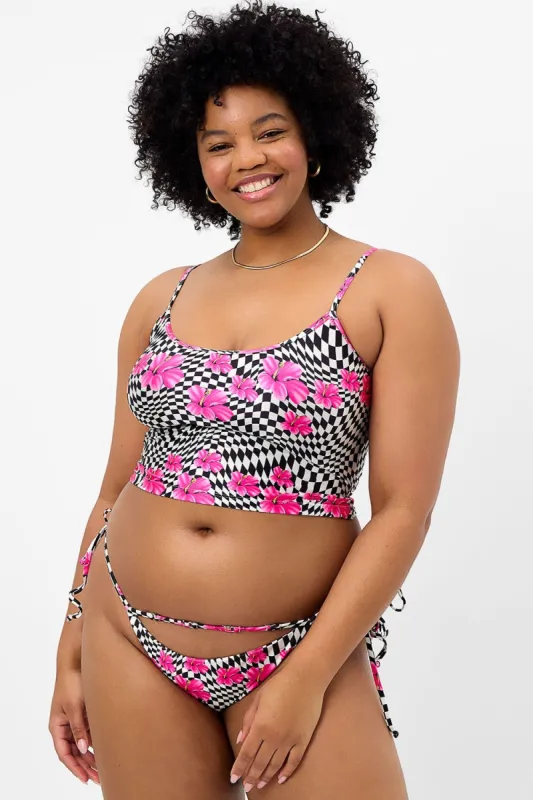 Meg Shine Tankini Bikini Top - Black Morrison Hibiscus - Extended sold by Frankie's Bikinis