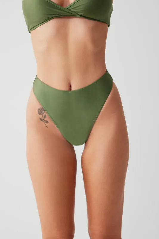 Laura High Waist Cheeky Bikini Bottom - Sea Moss sold by Frankie's Bikinis