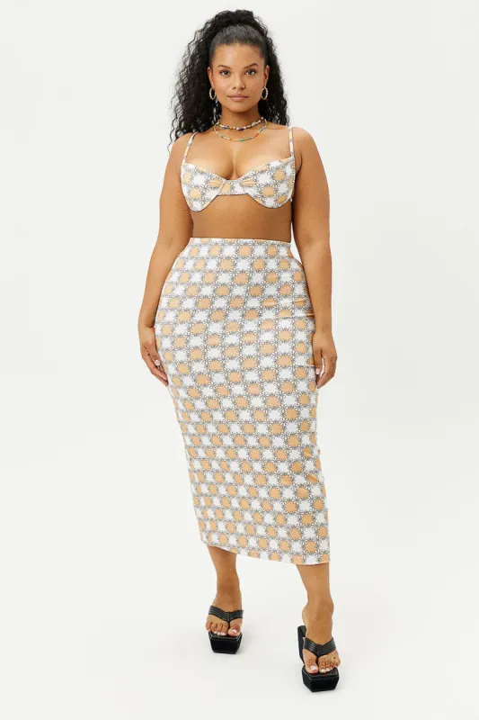 Opal Terry Midi Skirt - Nude Daisy - Extended sold by Frankie's Bikinis