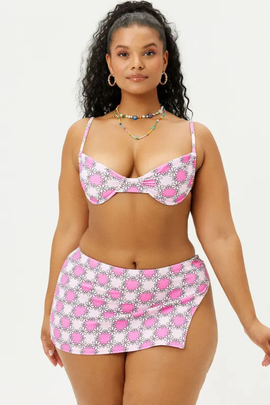 Maggie Terry Underwire Bikini Top - Pink Daisy - Extended sold by Frankie's Bikinis