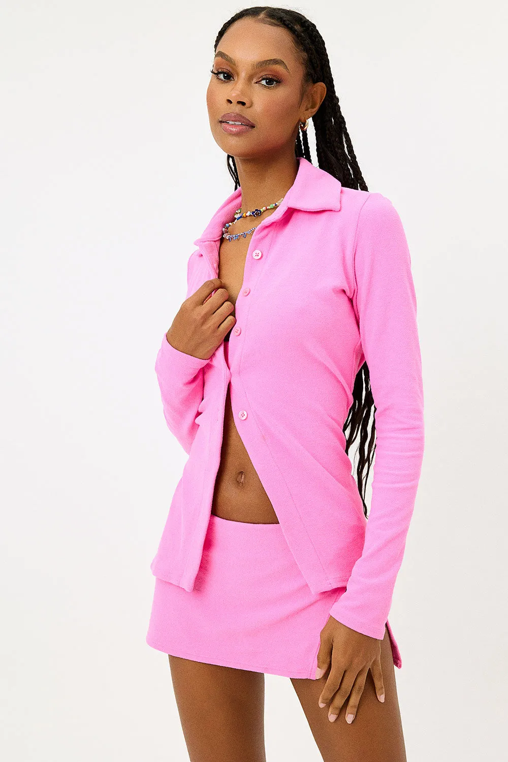 Nova Terry Long Sleeve Button Up - Blushing sold by Frankie's Bikinis product image thumbnail 2